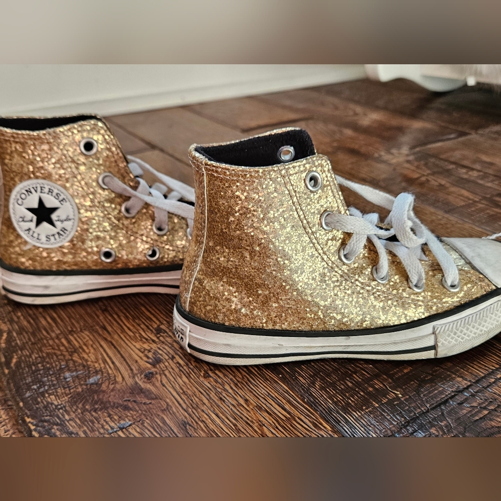Gold Glitter High-Top Sneakers